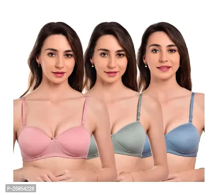 Stylish Synthetic Solid Bras For Women- Pack Of 3