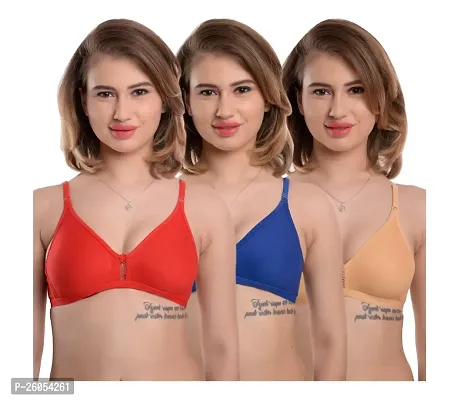 Stylish Synthetic Solid Bras For Women- Pack Of 3