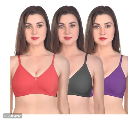 Stylish Synthetic Solid Bras For Women- Pack Of 3-thumb0