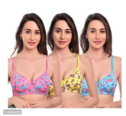 Stylish Synthetic Printed Bras For Women- Pack Of 3-thumb0