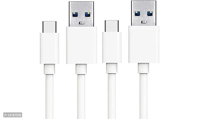 TDG {Twin Pack} USB Type-C to USB-A 2.0 Male Charging And Sync Data Cable White (1 Mtr)