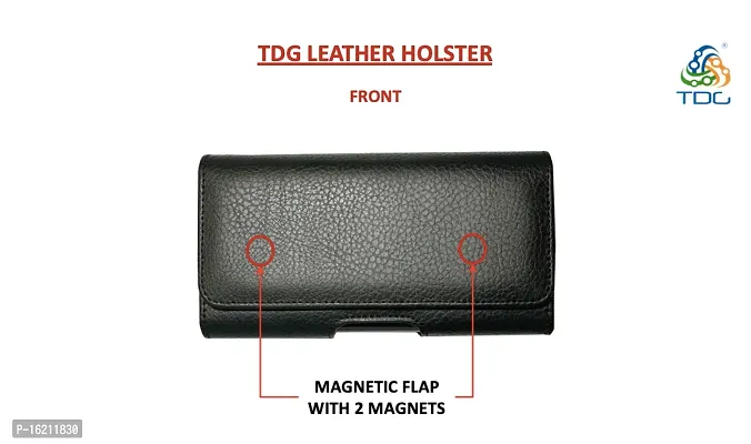 TDG Vegan Leather Mobile Belt pouch for Men with Belt Loops  Belt Clip for Smartphones with 6.3 inches length-thumb2
