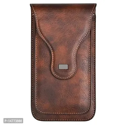 TDGreg; Vertical Leather Cell Phone Holster Waist Belt Pouch with Belt Loop Cover to carry 2 Smartphones upto 6.7 inch for Redmi 9A-thumb2