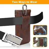 TDGreg; Vertical Leather Cell Phone Holster Waist Belt Pouch with Belt Loop Cover to carry 2 Smartphones upto 6.7 inch for Redmi 9A-thumb2