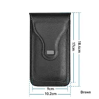 TDG Vertical Leather Cell Phone Holster Waist Belt Pouch with Belt Loop Cover to carry 2 Smartphones upto 6.7 inch for Samsung Galaxy M32 5G-thumb2