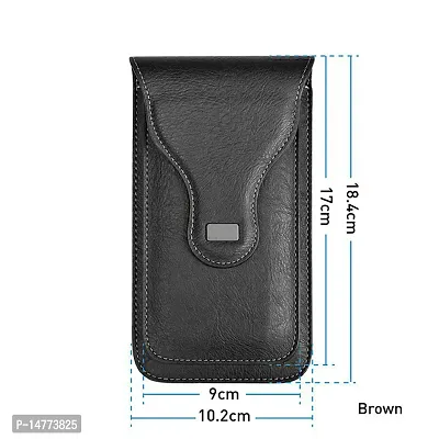 TDG Vertical Leather Cell Phone Holster Waist Belt Pouch with Belt Loop Cover to carry 2 Smartphones upto 6.7 inch for Samsung Galaxy M32 5G-thumb3