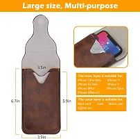 TDGreg; Vertical Leather Cell Phone Holster Waist Belt Pouch with Belt Loop Cover to carry 2 Smartphones upto 6.7 inch for Vivo iQOO Z3-thumb4