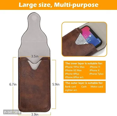 TDGreg; Vertical Leather Cell Phone Holster Waist Belt Pouch with Belt Loop Cover to carry 2 Smartphones upto 6.7 inch for Vivo iQOO Z3-thumb5