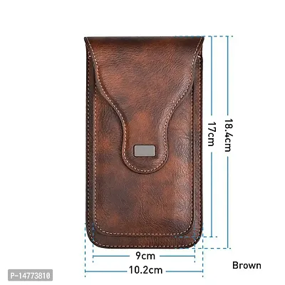 TDGreg; Vertical Leather Cell Phone Holster Waist Belt Pouch with Belt Loop Cover to carry 2 Smartphones upto 6.7 inch for Vivo iQOO Z3-thumb2