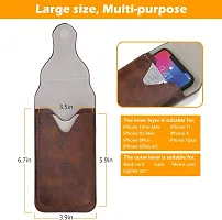 TDG Vertical Leather Cell Phone Holster Waist Belt Pouch with Belt Loop Cover to carry 2 Smartphones upto 6.7 inch for Apple 15 Pro Max-thumb4