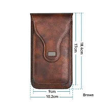 TDG Vertical Leather Cell Phone Holster Waist Belt Pouch with Belt Loop Cover to carry 2 Smartphones upto 6.7 inch for Apple 15 Pro Max-thumb3