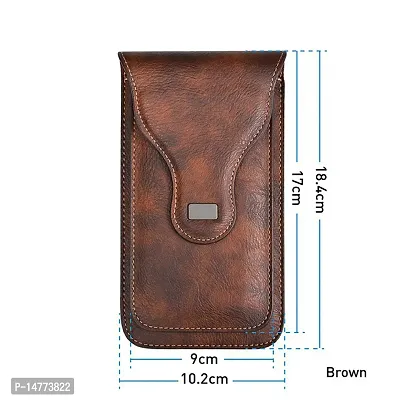 TDG Vertical Leather Cell Phone Holster Waist Belt Pouch with Belt Loop Cover to carry 2 Smartphones upto 6.7 inch for Apple 15 Pro Max-thumb4