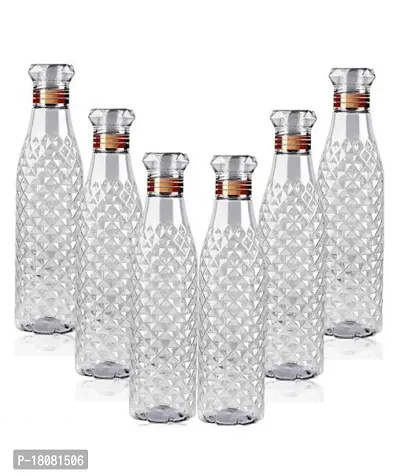 Water Bottles For Office Clear Transparent Fridge Bottle For Home Kitchen Gym Yoga Latest Design Low Price Combo Pani Bottle Leakproof- Pack of 6