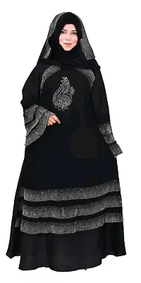 Nida Fabric Three Daman Diamond And Three Sleeves  Abaya Burqa With Hijab-thumb2