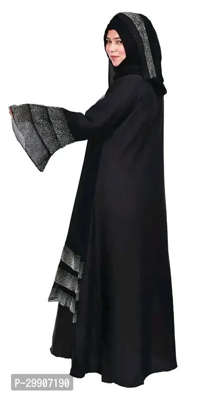 Nida Fabric Three Daman Diamond And Three Sleeves  Abaya Burqa With Hijab-thumb4