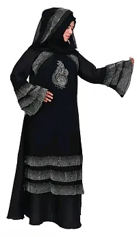 Nida Fabric Three Daman Diamond And Three Sleeves  Abaya Burqa With Hijab-thumb1