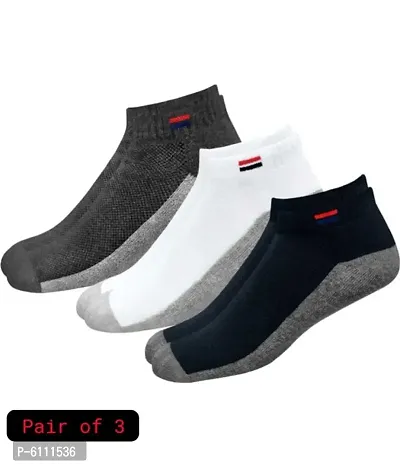 Mens Cotton Solid Ankle Socks, Free Size, Pack of 3 Multicoloured-Premium Quality-thumb0