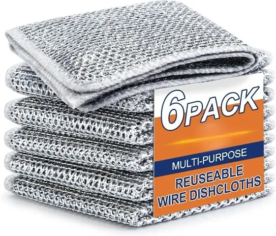 6 Pack Non-Scratch Dishcloth, Multipurpose Dishwashing Rags for Wet and Dry