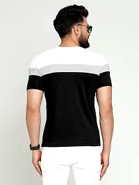 AUSK Men's Cotton Half Sleeve Round Neck Color Block Tshirt (Black-White-Grey, Medium)-thumb3