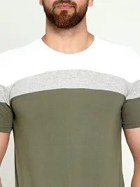 AUSK Men's Cotton Half Sleeve Round Neck Striped Tshirt (X-Large, Green1)-thumb2