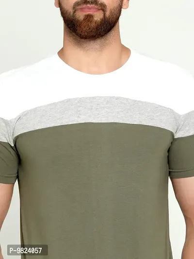 AUSK Men's Cotton Half Sleeve Round Neck Striped Tshirt (X-Large, Green1)-thumb3