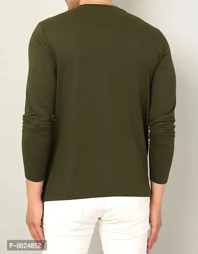AUSK Men's Round Neck Full Sleeves Cotton T-Shirts for Men Color-Olive Size-Medium-thumb2