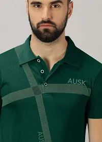 Stylish Green Cotton Blend Printed Polos For Men-thumb2