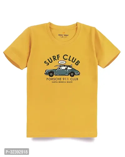 Stylish Yellow Cotton Blend Tees For Boys