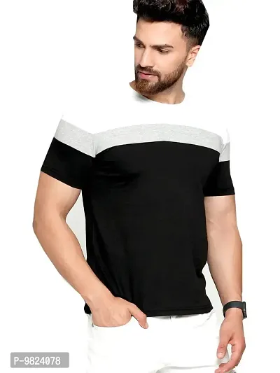 AUSK Men's Regular Fit T-Shirt(White,Black,Grey Mix_Medium)
