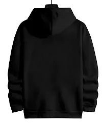 Stylish Cotton Blend Black Printed Hooded Tees Long Sleeves For Men-thumb1