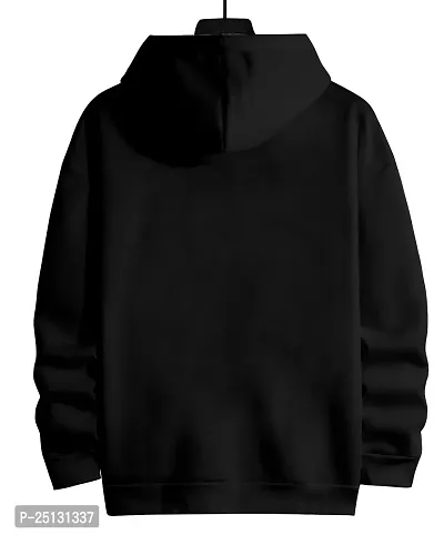 Stylish Cotton Blend Black Printed Hooded Tees Long Sleeves For Men-thumb2