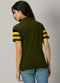 Elegant Green Cotton Blend Colourblocked Tshirt For Women-thumb2