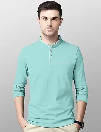 AUSK Men's Henley Neck Full Sleeves Regular Fit Cotton T-Shirts (Color-Sky Blue_Size-M)-thumb4