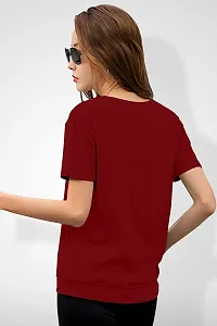 GESPO Women's Solid Maroon Round Neck Half Sleeve Top-thumb1