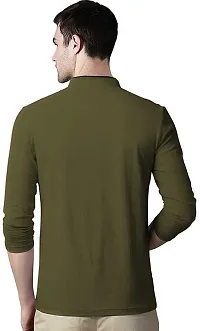 AUSK Men's Cotton Henley Neck Full Sleeve Solid Regular Fit T-Shirt (Medium; DarkGreen)-thumb1