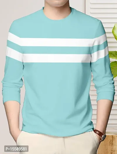 Reliable Blue Cotton Blend Colourblocked Round Neck Tees For Men-thumb0