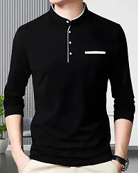 AUSK Mens Henley Neck Full Sleeves Regular Fit Cotton T-Shirts (Color-Black_Size-XL)-thumb2