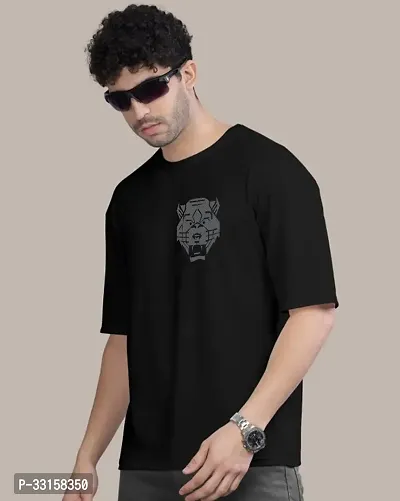 Reliable Black Cotton Blend Printed Oversized Tshirt For Men-thumb4