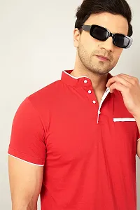 GESPO Men's Half Sleeves Henley Neck Shirts(Red-Large)-thumb3