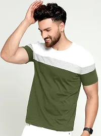 AUSK Round Neck Half Sleeves Regular Fit T-Shirt for Mens (Green&White-XX-Large)-thumb4