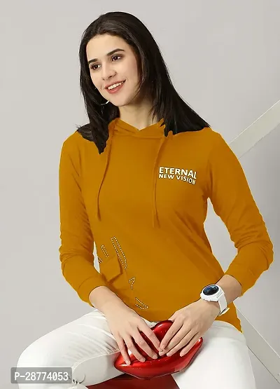 Elegant Yellow Cotton Blend Typography Tshirt For Women