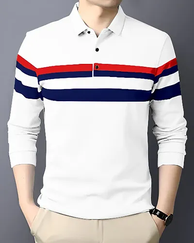 Cotton Blend Full-sleeve Polo Tees for Men