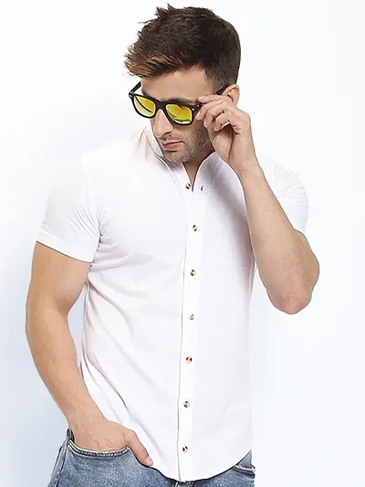 Men's Solid Short Sleeves Regular Fit Casual Shirt