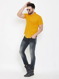 Yellow Cotton Solid Regular Fit Casual Shirt-thumb1