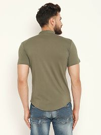 Green Cotton Solid Regular Fit Casual Shirt-thumb2