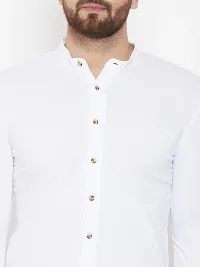 White Cotton Solid Regular Fit Casual Shirt-thumb4