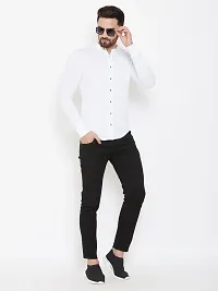 White Cotton Solid Regular Fit Casual Shirt-thumb1