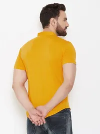 Men's Yellow Cotton Solid Short Sleeves Regular Fit Casual Shirt-thumb2