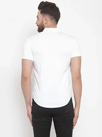 Men's White Cotton Solid Short Sleeves Regular Fit Casual Shirt-thumb3