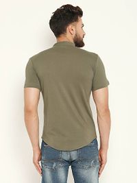 Men's Green Cotton Solid Short Sleeves Regular Fit Casual Shirt-thumb2